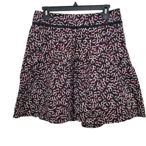 Ann Taylor LOFT Black Red White Link Print Cotton A-Line Business Casual Skirt 2